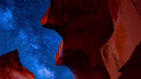 Download Wallpaper 2560x1440 Canyon Cave Starry Sky Widescreen 169 Hd Background