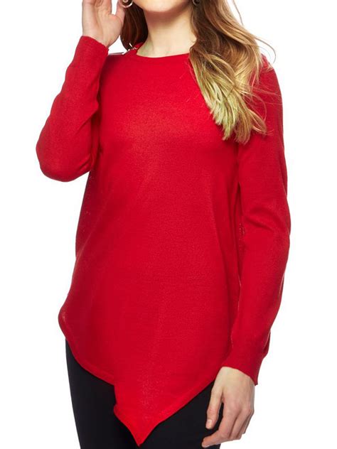 the collection the collection red zip shoulder asymmetric hem jumper plus size 18 to 26