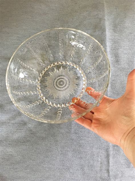 Federal Columbia Salad Bowl Clear Depression Glass Etsy
