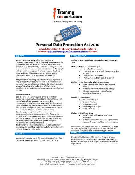 Personal, family and household the pdpa applies to personal data used in commercial transactions that relates to a living individual who can be identified directly or indirectly. Personal Data Protection Act 2010 Public program brochure ...