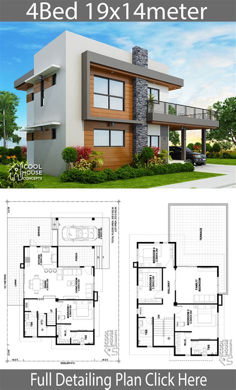 Home Design Plan 12x10m With 4 Bedrooms Home Design With