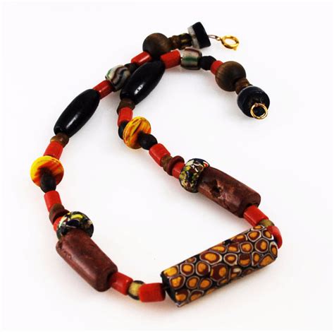 African Trade Bead Necklace Boho Estatebeads