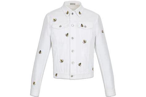 Kaws X Dior Bee Denim Trucker Jacket White Herren Ss19 De
