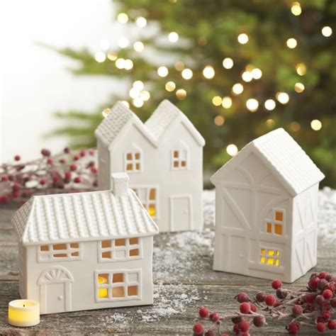Fill These Charming Matte White Porcelain Houses With A Battery