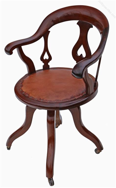 Antique desks often feature impeccable craftsmanship and exceptional materials, making them a marvelous investment for those who are working to cultivate their antique furniture collection. Victorian Mahogany & Leather Swivel Desk Chair - Antiques ...