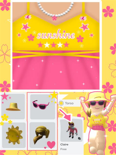 Free Roblox T Shirt Preppy Pink And Yellow Summer Sunshine Top ☀️☁️