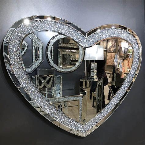 Give Your Home And Glamorous Twist With This Crushed Glass Sparkle Heart Shaped Wall Mirror
