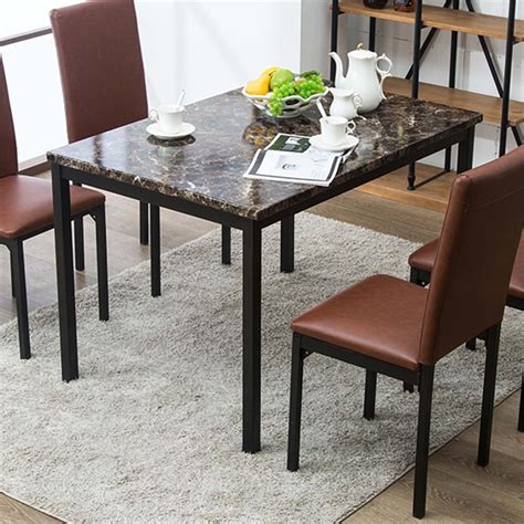24 x 42 faux marble table top with granite finish and 1.25 edge. Boraam Arjen 47" Faux Marble Top Dining Table in Brown and Black | eBay
