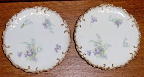 2 Antique Ak Cd Limoges France Porcelain Hand Painted Floral Plates 6