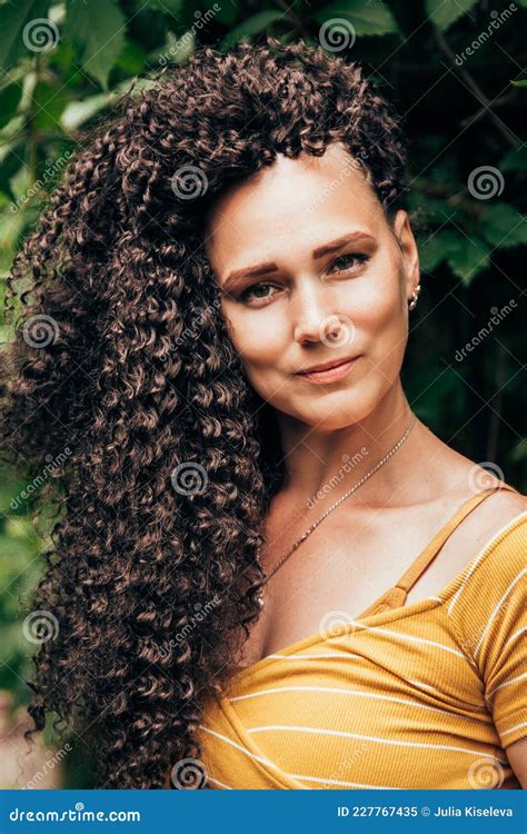 beautiful smiling woman with afro curls bright portrait of a woman stock image image of happy