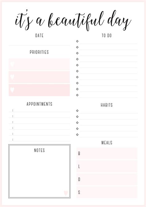 Beautiful Daily Planners Free Printables Daily Planner Template