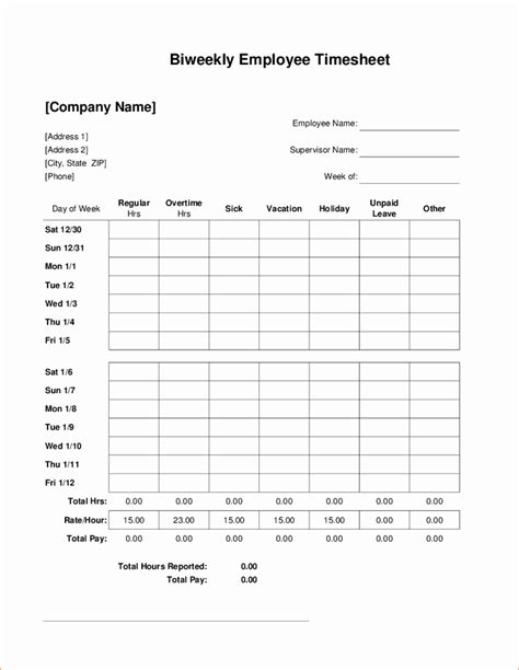 Bi Weekly Timesheet Template Letter Example Template