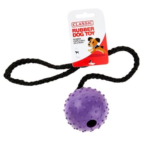Purple Large Solid Tough Hard Rubber Dog Rope Pimple Ball Fetch Toys
