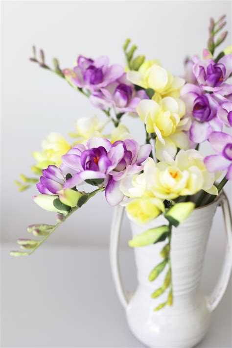Simple Yellow And Purple Freesia Spring Flower Arrangement Flower