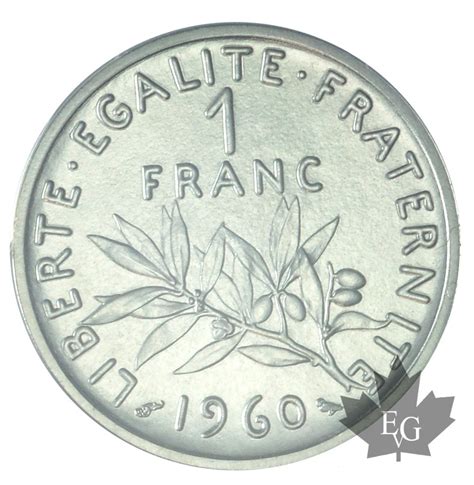 Monnaies France 1960 1 Franc Semeuse Piefort Nickel Pcgs Sp68