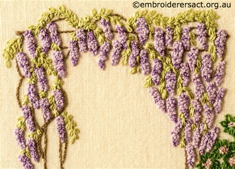 Embroidered Wisteria Arch Embroiderers Guild ACT