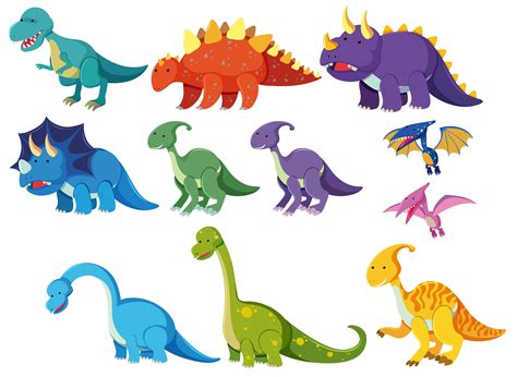 Conjunto De Dinosaurios De Dibujos Animados 591521 Vector En Vecteezy