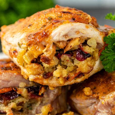 Juicy and flavorful, this crispy puerto rican pork chop recipe is perfect for a quick weeknight meal with a side of rice and beans or french fries! Baked Boneless Pork Chops w/ Cranberry Stuffing | Kevin is ...