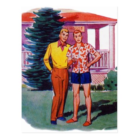 Vintage Retro 50s Gay Men Bob And Rob Postcard