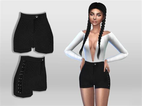 A Black Shorts With Side Lace Up Found In Tsr Category Sims 4 Female