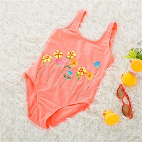 Lovely Floral One Piece Children Girl Swimwear Nowsel
