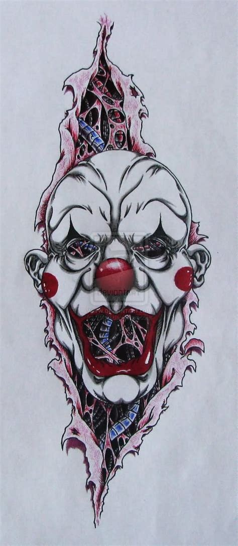 Unique Ripped Skin Clown Mask Tattoo Design Clown Tattoo Tattoo