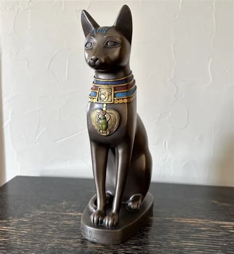 Vintage Egyptian Goddess Bastet 2001 Veronese Bronze 12” Cat Figurine W Scarab 55 00 Picclick