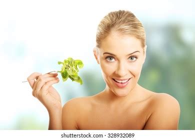 Happy Smiling Nude Woman Holding Fork Stock Photo Shutterstock