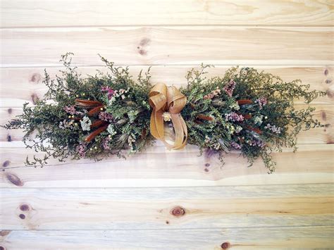 Hanging dried flowers on wall. RUSTIC Country Dried Flower Swag Open Farmhouse Wall Decor
