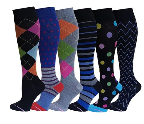 6 Pairs Pack Women Dr Motion Graduated Compression Knee High Socks 6