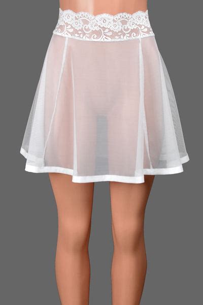 White Mesh Mini Skirt Stretch Lace Sheer Skirt Lingerie Xs To 3xl Plus