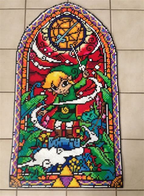 Zelda Wind Waker Stained Glass Made Out Of 14000 Perler Beads