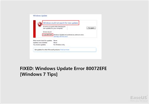 Fixed Windows Update Error 80072efe Windows 7 Tips Easeus