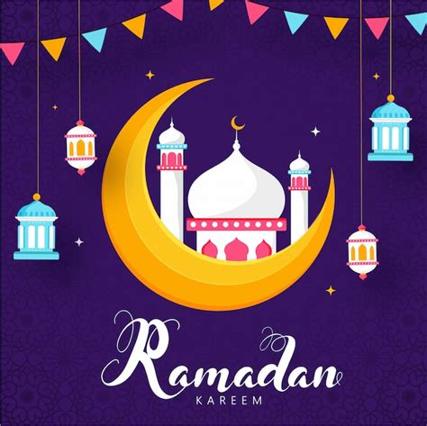 Premium Vector Ramadan Kareem Celebration Poster Design With Yellow