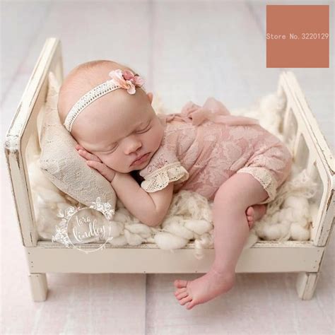 Old Wood Bed Newborn Photography Props Posing Baby Photoshoot