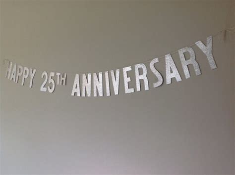 Silver Glitter Happy 25th Anniversary Banner By Apartyinabag