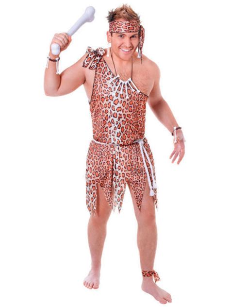 Mens Caveman Tarzan Jungle Fancy Dress Costume Stag Barbarian Outfit