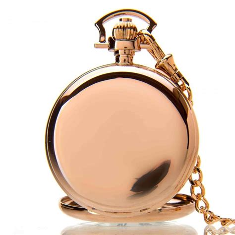 Rose Gold Plated Mechanical Double Half Hunter Pocket Watch Gpw