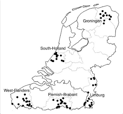 Map Of The Dutch Language Area The Netherlands And Flanders And Of