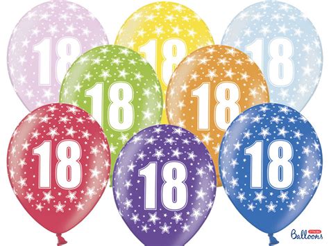 Strong Balloons 18th Birthday Metallic Mix With White Five Sided Print