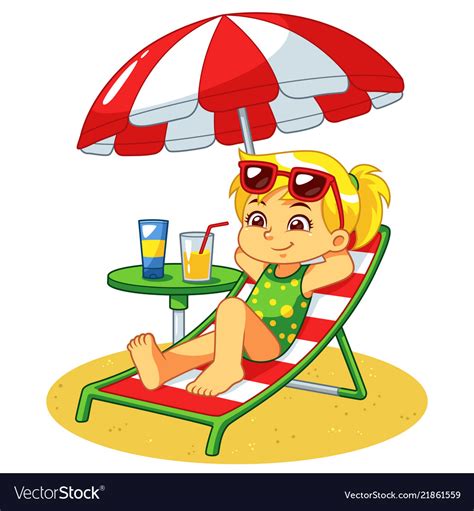 Girl Sunbathing And Relaxing On The Beach Vector Image
