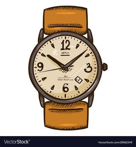 Cartoon Classic Mens Wrist Watch With Leather Vector Image