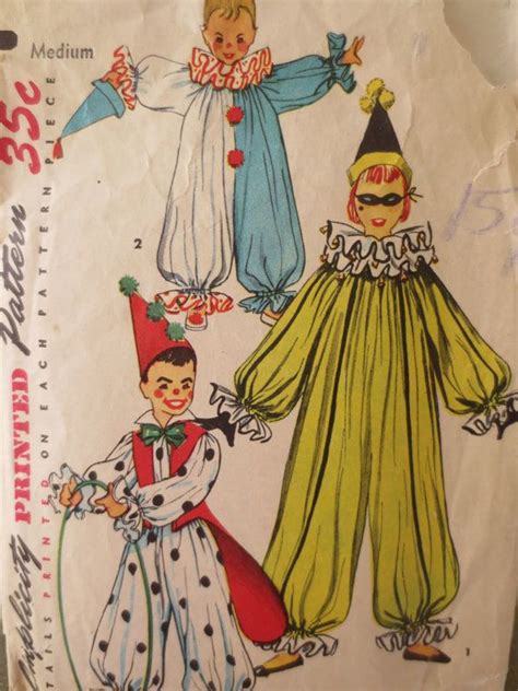 Vintage Simplicity 4854 4072 Sewing Pattern Clown Suit Etsy Vintage Halloween Costume