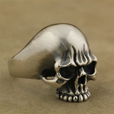 Linsion Handmade 925 Sterling Silver Mens Biker Rock Punk Skull Ring