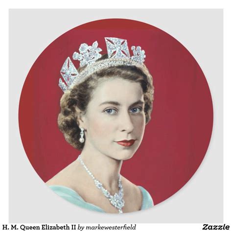 h m queen elizabeth ii classic round sticker queen elizabeth jewels queen elizabeth ii