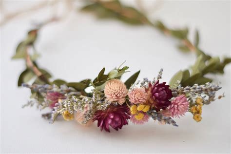 Dried Floral Crown Wildflower Bridal Head Wreath Bohemian Floral