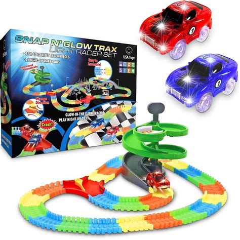 Usa Toyz Snap Trax Construction Set Race Tracks And Led Toy Cars 248