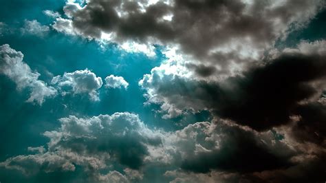 Sky Clouds Shadow Azure Light Beams Wallpaper Coolwallpapersme