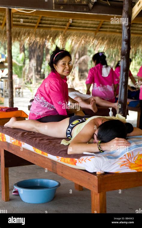 Thai Massage On The Beach Stock Photo Alamy