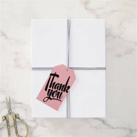 Hand Lettering Calligraphy Thank You T Tag Pink Zazzle